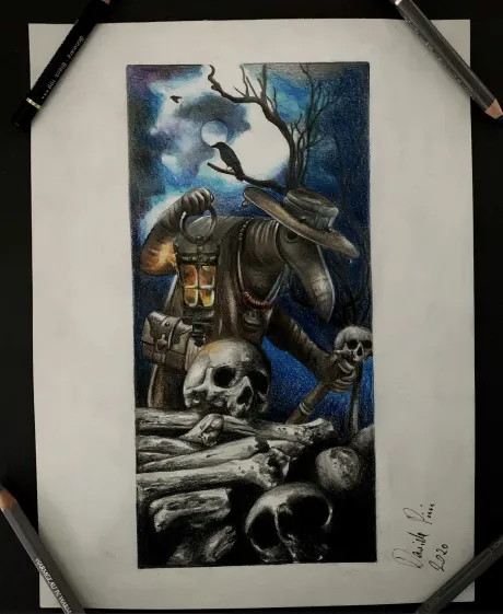 zeichnung, art, pestdoktor, tattoo bremen, bremen tattoo