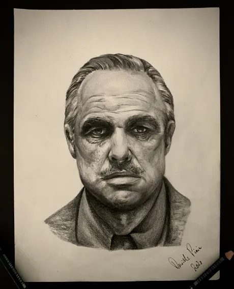 zeichnung, art, bleistiftzeichnung, der pate , marlon brando, tattoo bremen ,