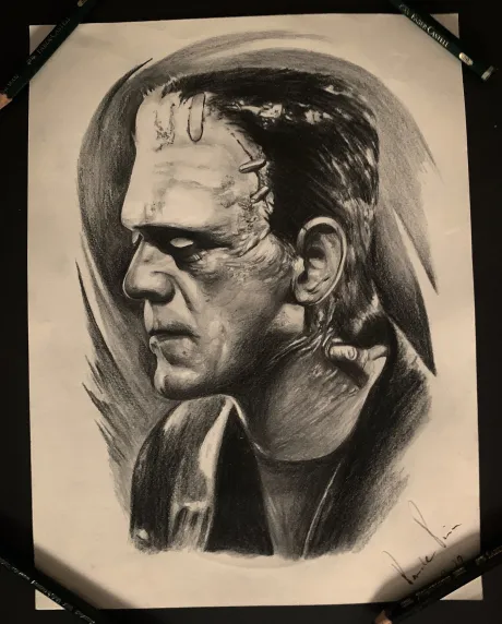 zeichnung, art, bleistiftzeichnung, frankenstein, tattoo bremen ,bremen tattoo